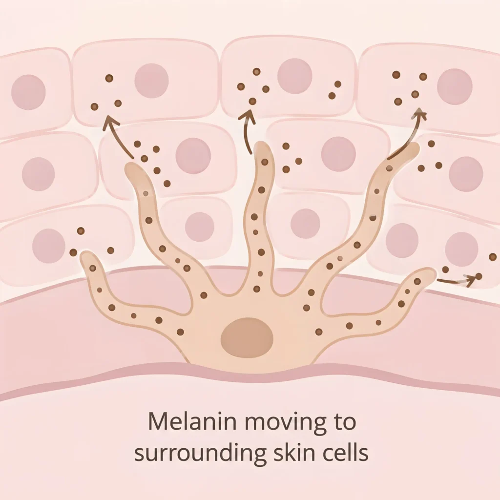 Melanin Moving to Skin Cells